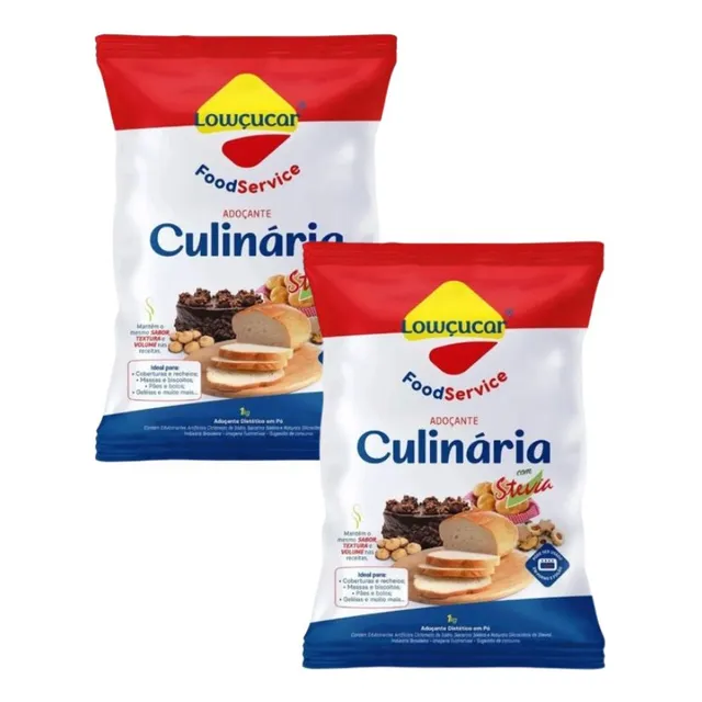 Kit Com 2 Adoçantes 1kg Cada Em Pó Forno E Fogão Com Stevia