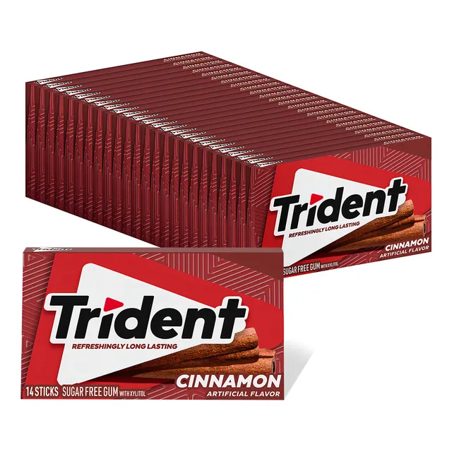 Trident Chicle De Canela Sin Azcar, 24 Paquetes De 14 Piezas