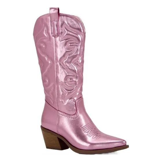 Botas Cavaleiro Feminino Sapatos Femininos De Cano Alto Rosa