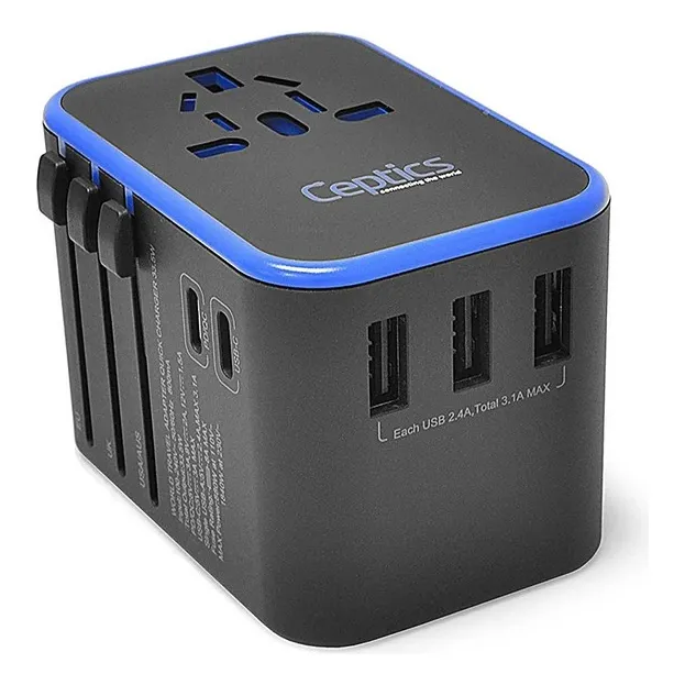 Ceptics Up-11ku -cargador De Viaje 35.5w 2usb-c+3usb-a/negro