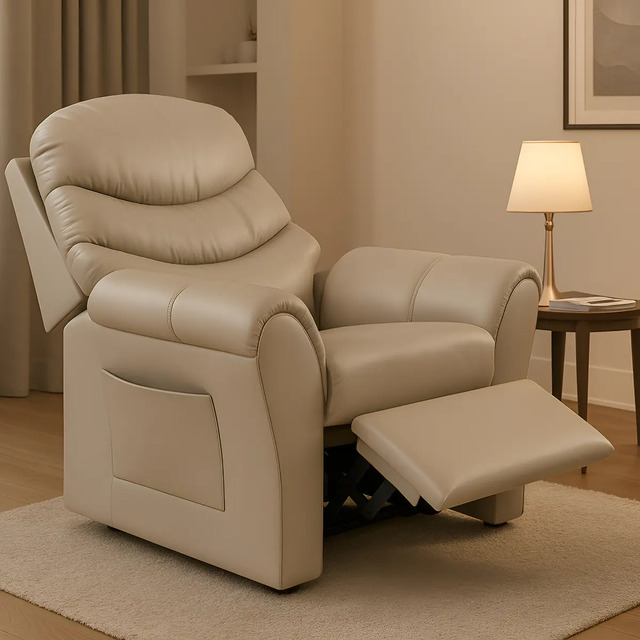 Poltrona Cadeira Do Papai Com Encosto Macio Reclinável E Retrátil Revestido Em Corino Para Sala De Descanso E Amamentação Cor Bege Poltrona Cadeira Do Papai Com Encosto Macio Reclinável E Retrátil Revestido Em Corino Para Sala De Descanso E Amamentação Cor Bege