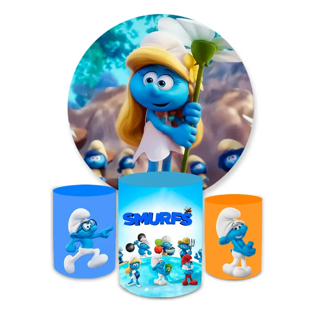 Kit Capa Painel Redondo 1,5+trio Cilindros Tema Smurf Decora