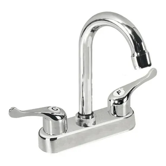 Llave Mezcladora Para Lavabo Cuello Curvo Lion Tools 3552 Acabado Cromado Color Plateado