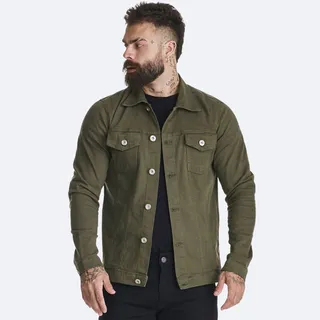 Jaqueta Sarja Jeans Premium Verde Militar Alta Qualidade Jaqueta Sarja Jeans Premium Verde Militar Alta Qualidade