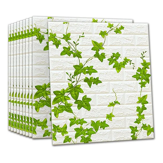 Pack 10 Laminas Papel Mural 3d Ladrillo Pared Blanco 77x70cm