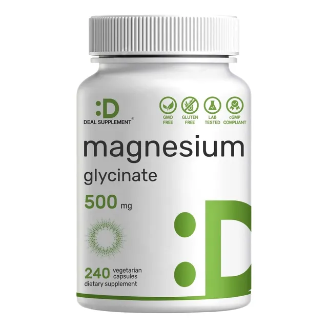 Magnesio Glicinato - 500mg/240 Cap/240 Serv - Alta Absorción