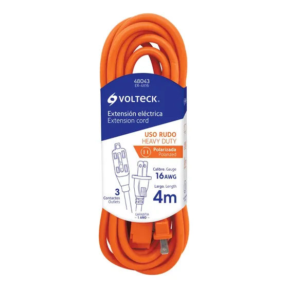 Extensión Eléctrica Uso Rudo 4 M Calibre 16 Volteck 48043