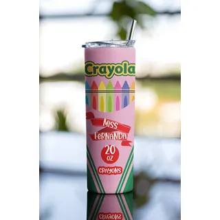 Termo Dia Del Maestro Personalizado Maestra Regalo Crayola Rosa