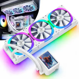 Water Cooler Gamer 360mm Rgb Tela Display Branco Digital Informatica