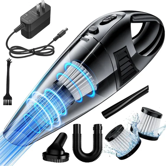 Aiyinsmart Aspiradora Portátil Inalámbrico De Mano Con Filtro Lavable Volumen 500ml 9kpa 2 Filtros Hepa Para Autos Hogar Oficina Negro