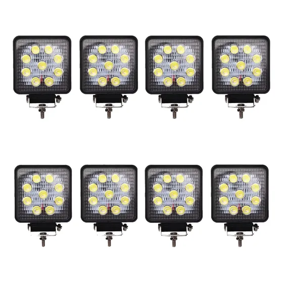 Pack X 8 Faros Reflector Led 27w Cuadrado 12v 24v Tractor