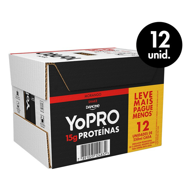 Pack Yopro Uht Morango 15g De Proteínas 250ml - 12un Pack Yopro Uht Morango 15g De Proteínas 250ml - 12un
