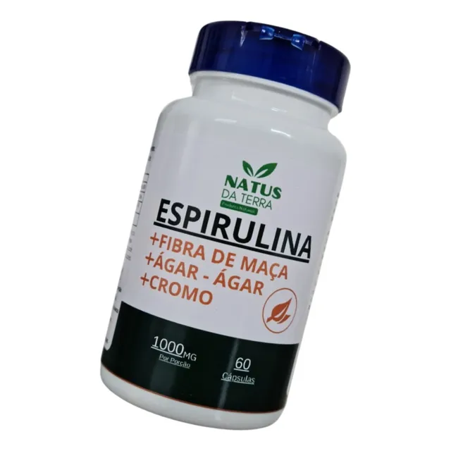 Spirulina Psyllium Agar Agar Picolinato Cromo Fibra De Maçã