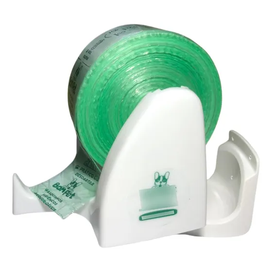 Saquinho Coletor Coco Pet 1000un C/ Suporte Branco P/ Parede