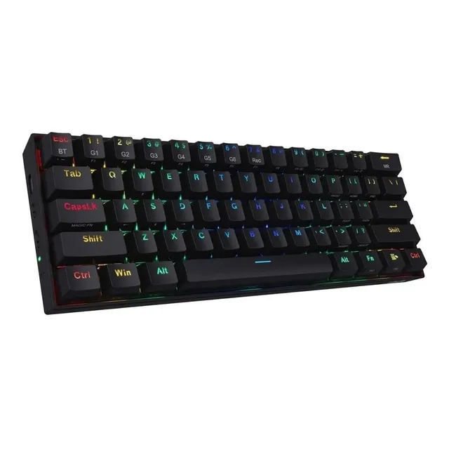 Teclado gamer bluetooth Redragon Draconic QWERTY Outemu Brown inglés US color negro con luz RGB