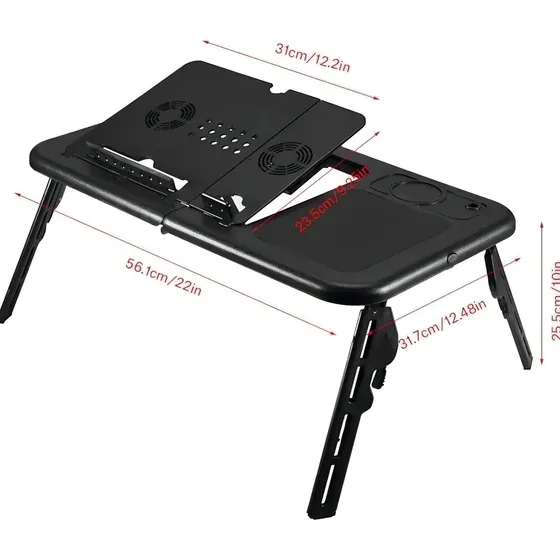 Tomate MTN888 Mesa Articulada Dobravel P/ Notebook Com Cooler Sofa Cama Negro