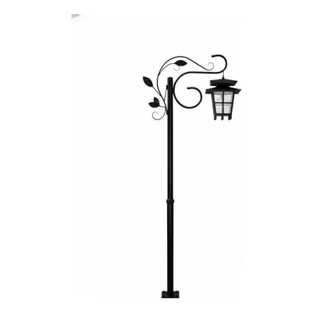 Poste De Jardim Colonial Com Lanterna Pendente Folhagem Preto