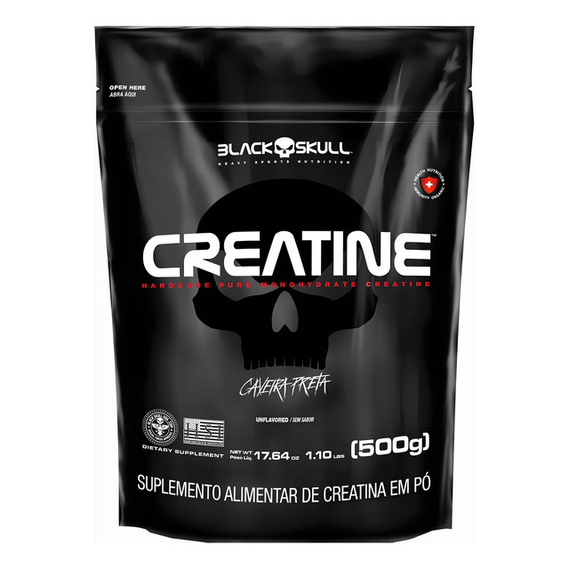 Creatina Monohidratada Black Skull 500g Sem Sabor Para Performance Creatina Monohidratada Black Skull 500g Sem Sabor Para Performance