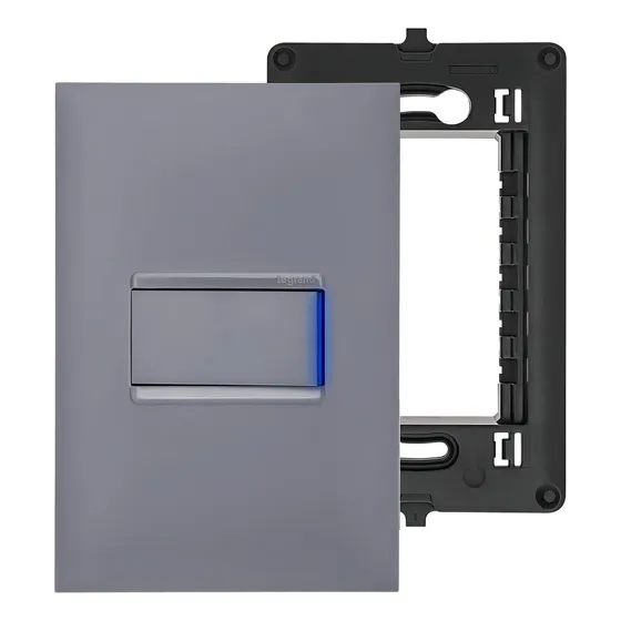 Interruptor Paralelo Pial Plus+ Cinza Three Way Com Led