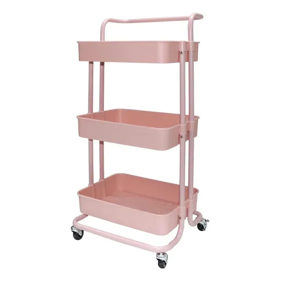 Carrito Auxiliar Metálico Rosa Peluqueria Spa Estetica