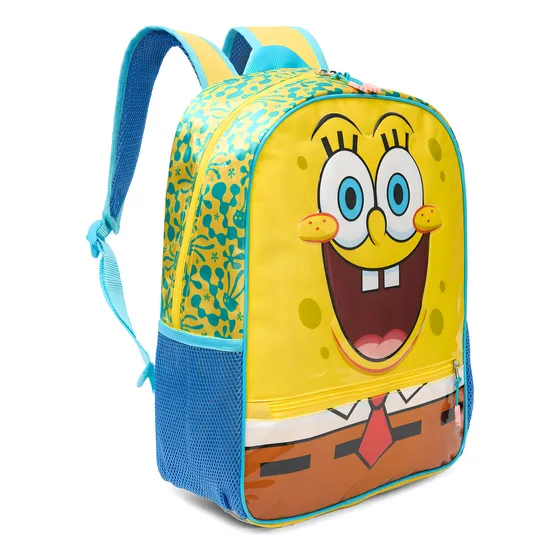 Mochila Bob Esponja Bolsillo De Malla Amarillo Diseño De La Tela Lisa