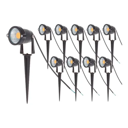 10 Focos Farol Led 5w Estaca Jardín Exterior Calido / Frio