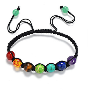 Bonita Pulsera 7 Chakras Unisex Tejida Arcoiris Natura B003 Bonita Pulsera 7 Chakras Unisex Tejida Arcoiris Natura B003
