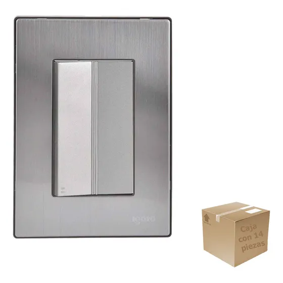 Placa Armada Inox1008 Apagador Escalera Igoto Plata 14pzs