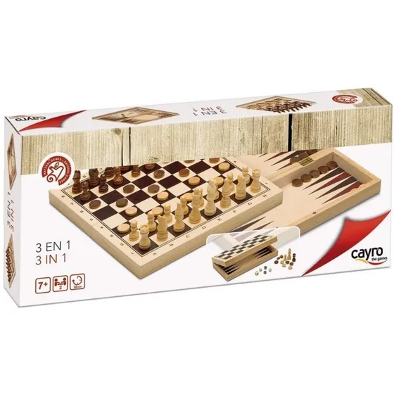 Ajedrez Damas Backgammon 3 En 1 Cayro