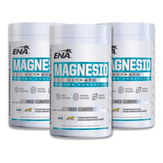 Citrato De Magnesio Ena Sport 60 Cápsulas X 3 Unidades