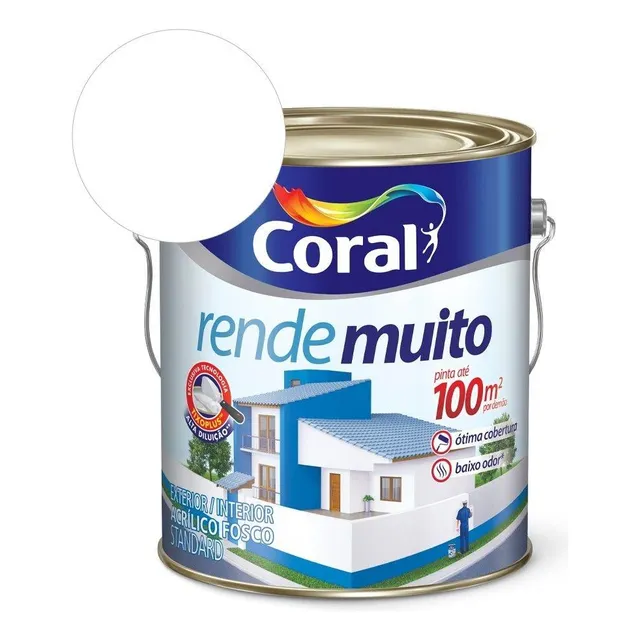 Tinta Acrílica Fosco Rende Muito Branco Neve 3.6l Coral