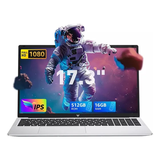 Computadora Portátil 17.3 Pulgadas Intel N97 16 Gb Ram ddr4 512 Gb Color Plateado