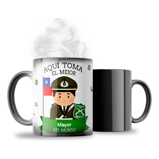 Tazón Taza Mágica Carabineros De Chile (rangos Varón) Mayor