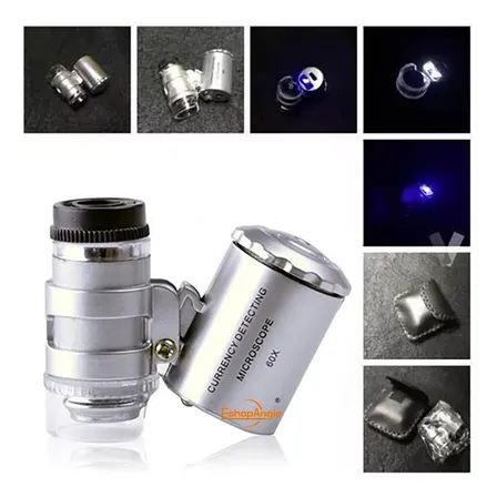 Microscopio Lupa De Bolsillo Luz Led/uv 60x Eshopangie