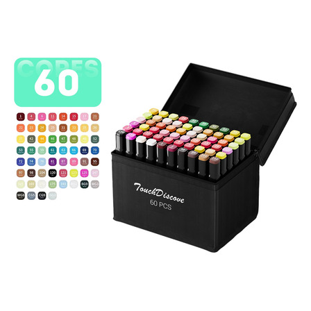 Conjunto Canetas Marcador Canetinha Ponta Dupla 60 Cores Kit Conjunto Canetas Marcador Canetinha Ponta Dupla 60 Cores Kit