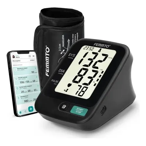 Tensiometro Digital Brazo Bluetooth Batería USB Medidor Presion Arterial Enfermeria Automatico Femmto