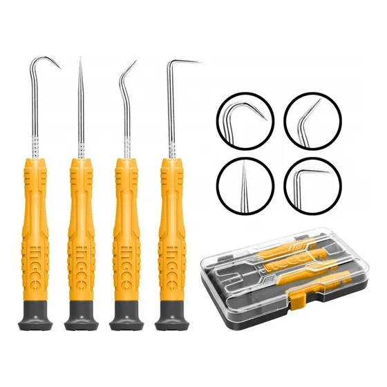 Juego Ganchos Y Puntas Multiuso Auto 4 Pcs Ingco Hkphs0401
