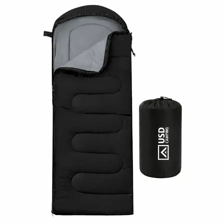 Saco De Dormir Camping Impermeável Usd Confortável 2,10m X 75cm C/ Bolsa De Transporte Cor Preto