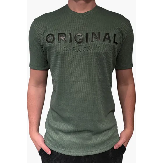 Remera Slim Fit Hombre Cara Cruz Jeans Gofrado Tela Waffle