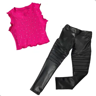 Conjunto Infantil Cropped De Strass + Calça CirrĂȘ Moda Diva Conjunto Infantil Cropped De Strass + Calça CirrĂȘ Moda Diva