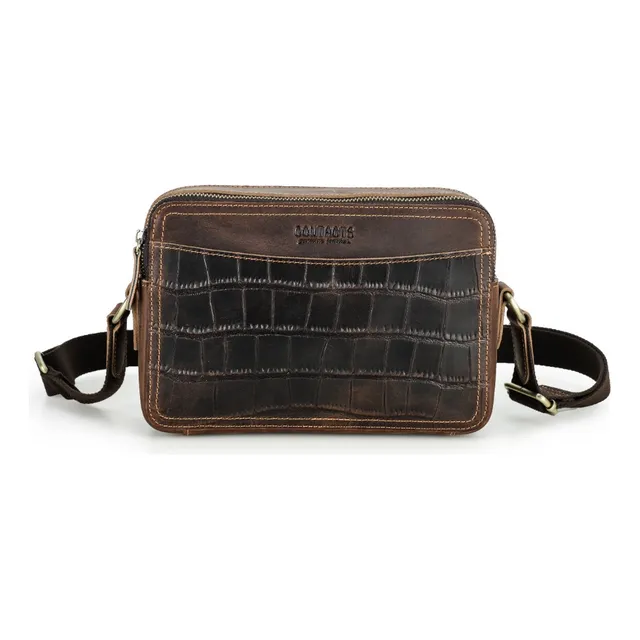 Bandolera De Cuero For Hombre Tablet Crossbody Bolso Café