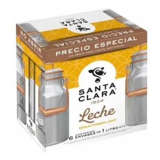 Leche Santa Clara Deslactosada Ligth 6 Pzas De 1 Lt Ts