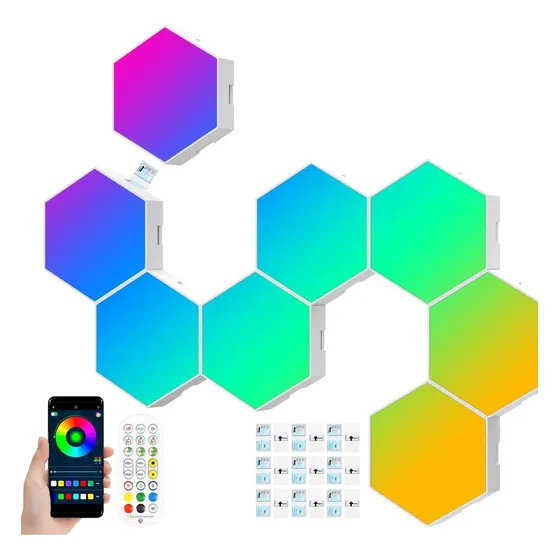 8 Pcs Luces De Pared Hexagonales De Sincronización De Música