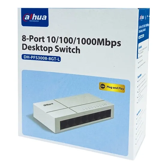 Switch Dahua 8 Puertos Gigabit 10/100/1000mbps Plastico