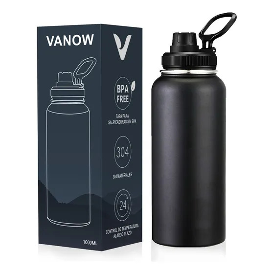 VANOW Termo Vaso-botella Vanow Acero Inoxidable con Fría/caliente 40 Oz Color Negro