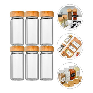 Frascos Especieros Contenedor Cristal Tapa Bambu 12 Piezas Frascos Especieros Contenedor Cristal Tapa Bambu 12 Piezas