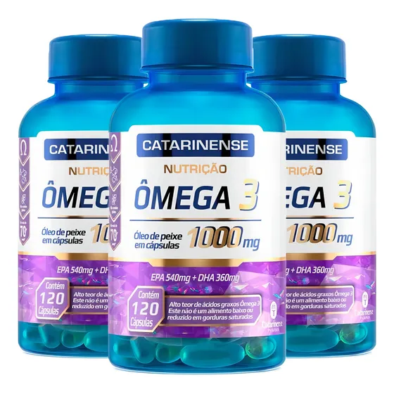 Kit 3 Ômega 3 1000mg Catarinense Pharma (360 Cápsulas) Sabor Sem sabor
