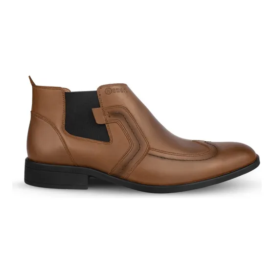 Botín Chelsea De Cuero Para Hombre Color Toffe Casual H635