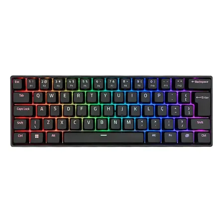 Teclado Mecânico Akko 3061S Preto 60% ABNT2 Switch Orange RGB USB-C