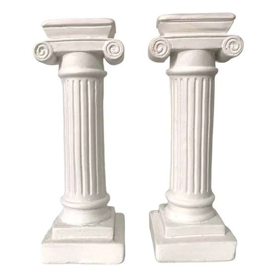 Estátua Grega Porta Velas Coluna Par Castiçal 22 Cm Kit Luxo